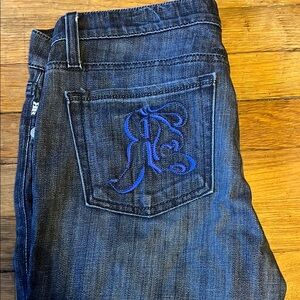 Blue Denim Jeans with Embroidered Pocket